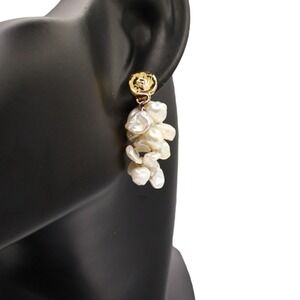 Lizzie Fortunato Maison Earrings White Freshwater Pearl Cluster Gold Drop